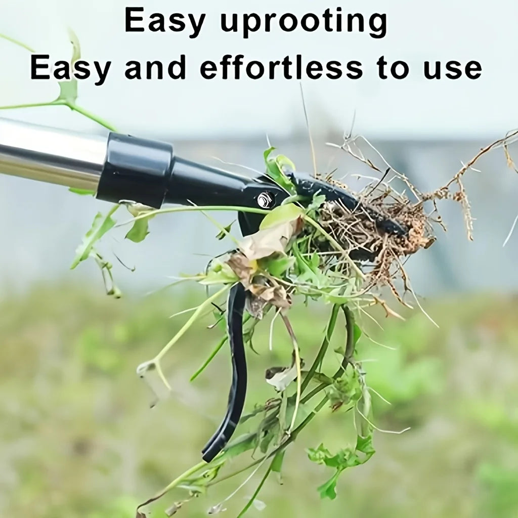 Heavy Duty Weed Puller with 4-Prong Claw Stainless Steel Root Removal Garden Tool