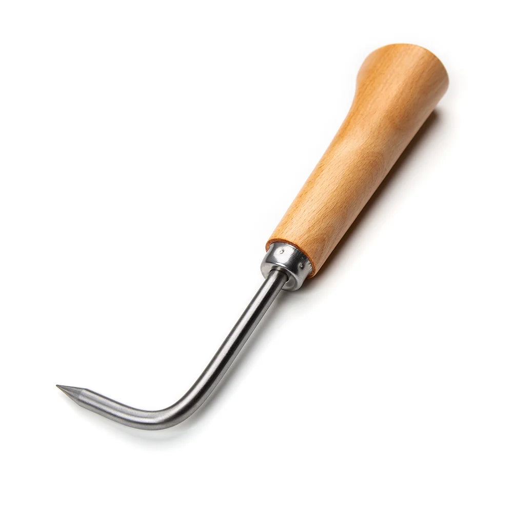 One Hook Bonsai Root Hook Wooden Handle Alloy Steel Soil Loosening Tool for Repotting and Weeding