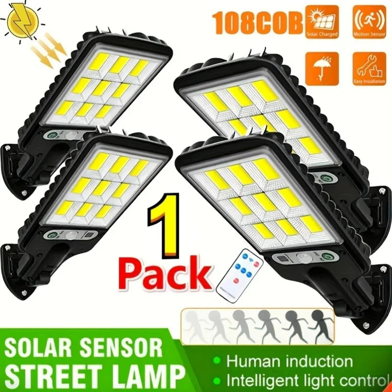 108 COB Solar Security Light Outdoor Motion Sensor Lamp Waterproof with Remote Control