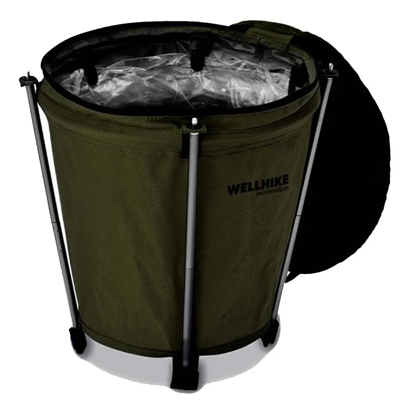 20L Portable Army Green Camping Trash Bin Collapsible Storage Container for Outdoor Use