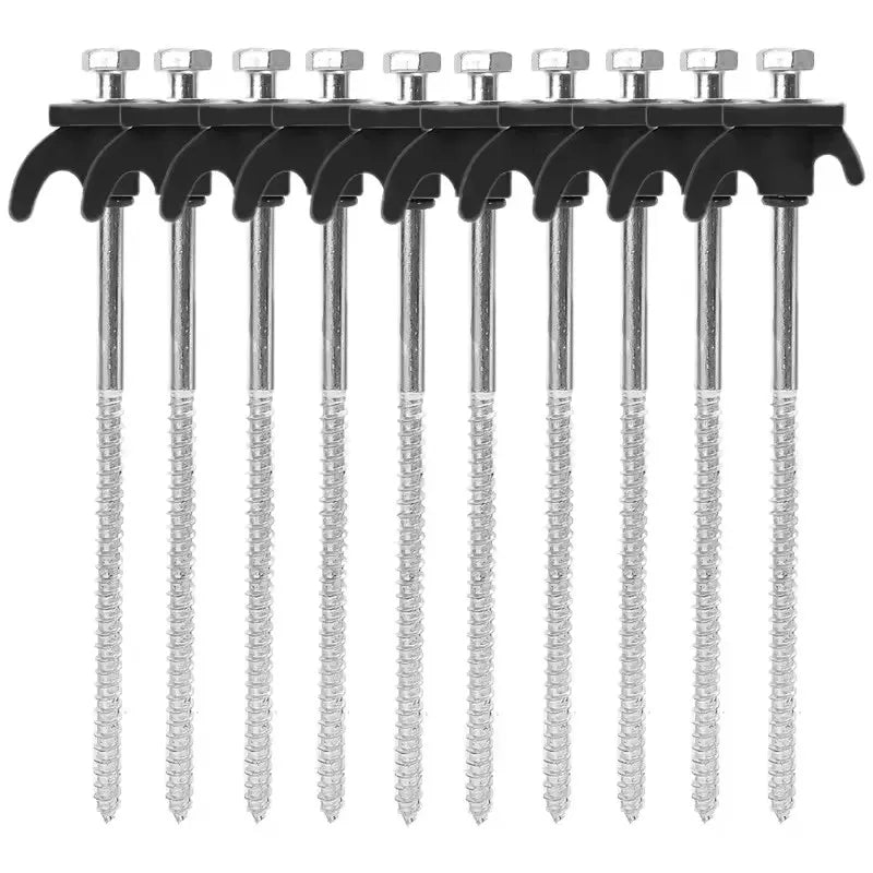10 Piece Black Tent Stakes Heavy Duty Carbon Steel Spiral Ground Anchors for Camping Canopies and Tarps