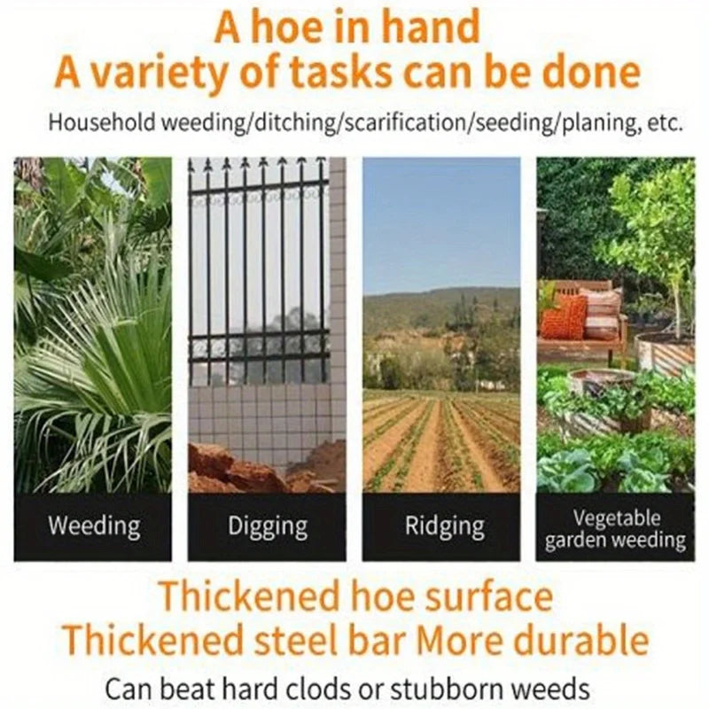All Steel Hardened Hollow Hoe Hand Weeding Rake Garden Cultivator Tool Durable