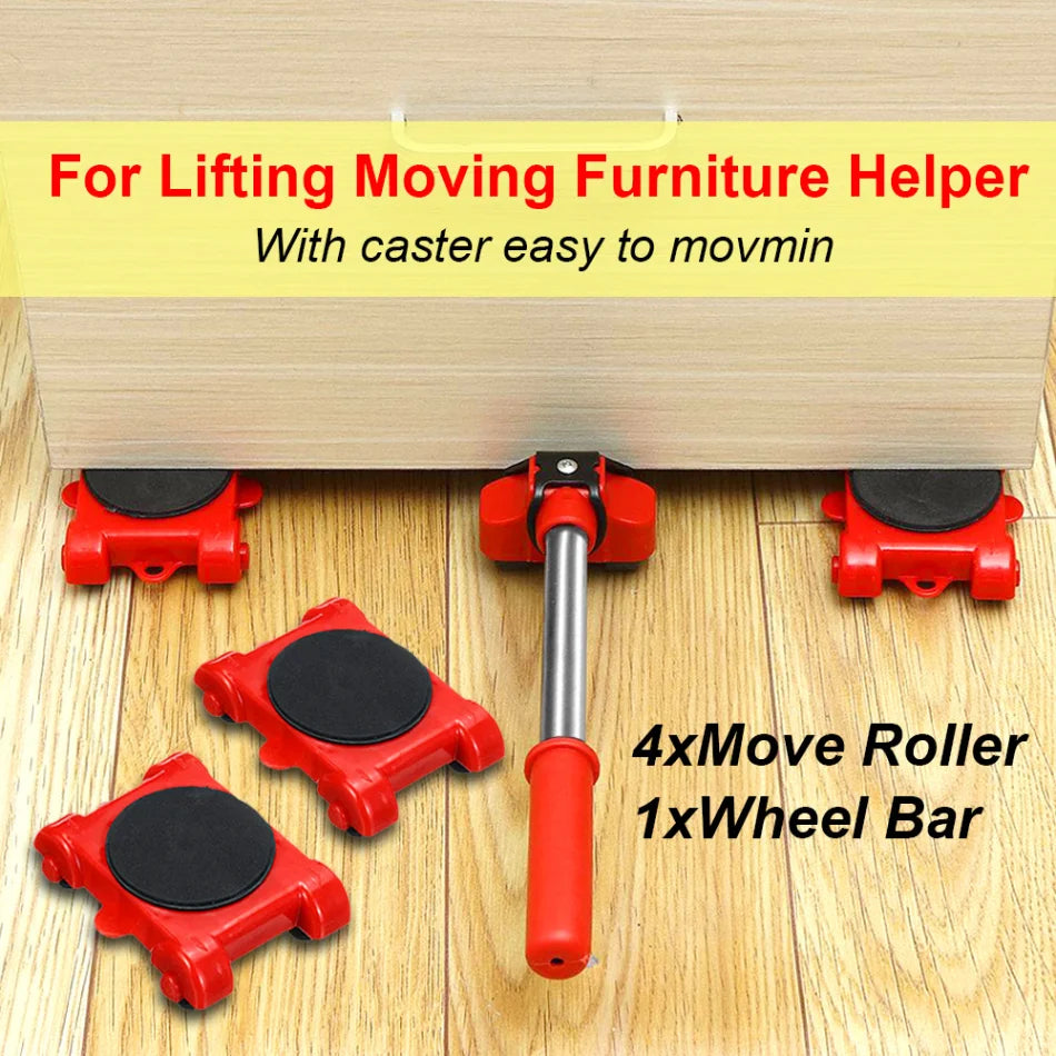 Heavy Duty Furniture Mover Set with Lifter Tool and Roller Pads for Moving Heavy Appliances