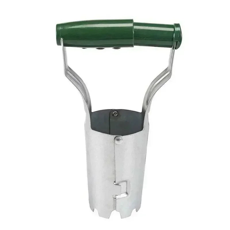 Seedling Planter Heavy Duty Steel Hole Digging Tool with Dark Green Handle for Seedling Transplanting and Planting