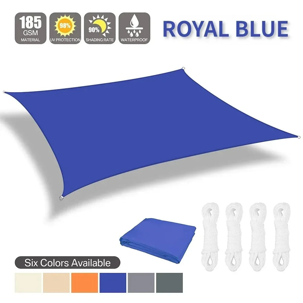 Waterproof Sun Shade Sail Royal Blue 3 × 4 m Rectangle Canopy with 98% UV Protection for Garden Patio and Pool