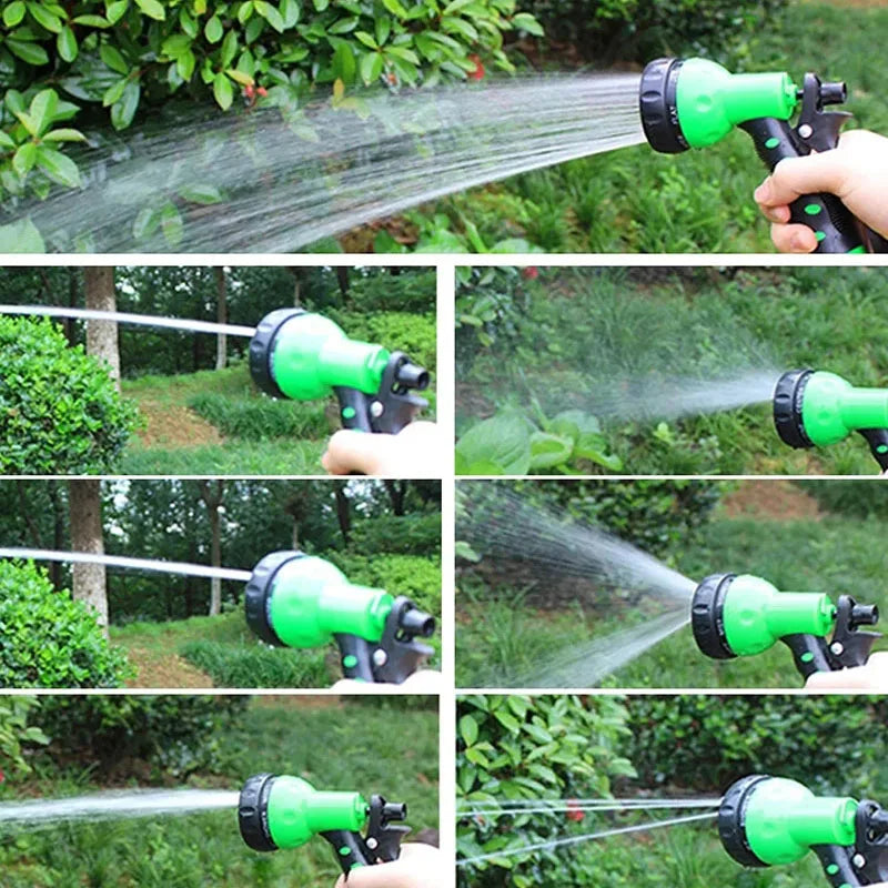 50FT Expandable Magic Garden Hose Green High Pressure Water Hose with 7 Spray Functions and Spray Gun
