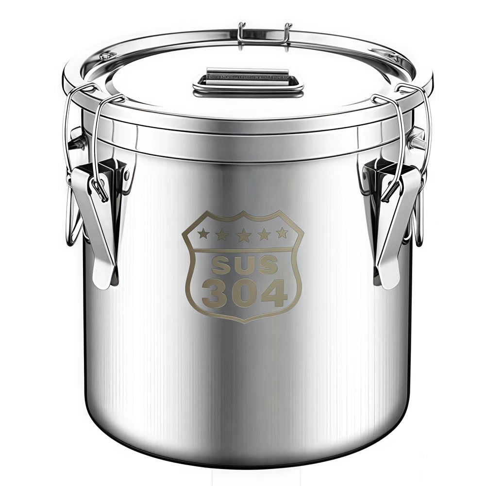 21L Stainless Steel Airtight Storage Bucket with Seal Lid and Handles
