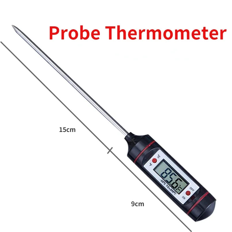 Digital Food Thermometer with Stainless Steel Probe for BBQ Cooking Meat and Kitchen Use
