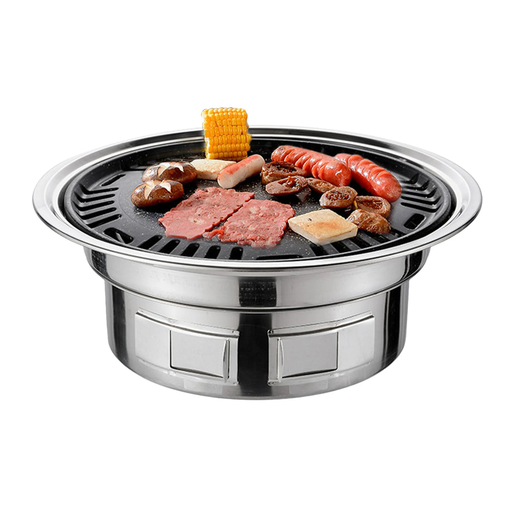 Portable Charcoal BBQ Grill 13 Inch Round Tabletop Camping Grill with Cooking Tray