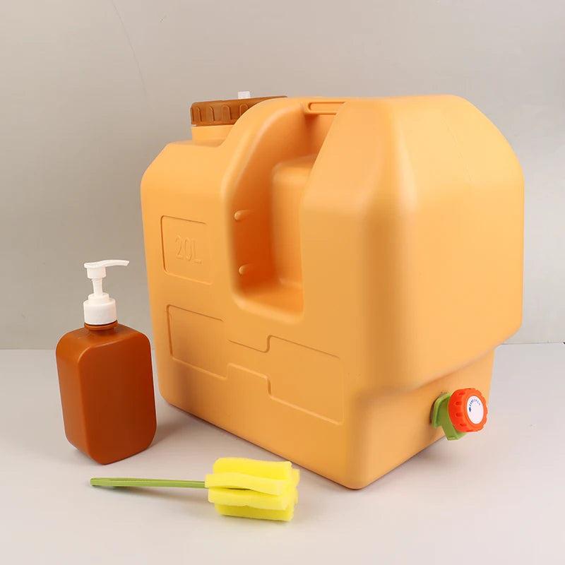20L Portable Water Storage Tank with Spigot Soap Dispenser and Carry Handle for Camping