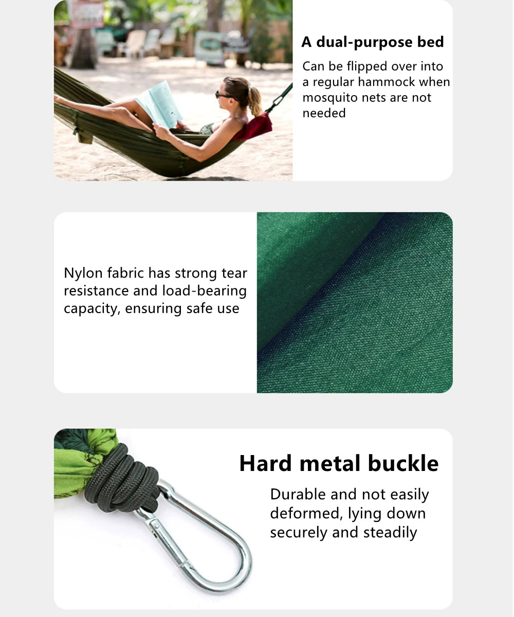 Portable Double Camping Hammock with Mosquito Net Chartreuse Outdoor Travel Hammock