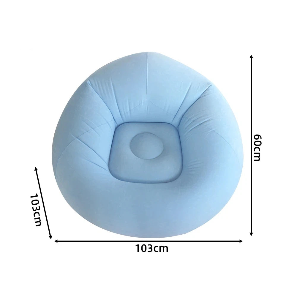 Light Blue Inflatable Air Sofa Chair Portable PVC Lounge Seat for Outdoor Camping and Living Room