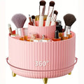 360° Rotating Makeup Organizer Storage Box Cosmetic Brush Holder Lipstick Jewelry Container Pink