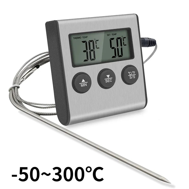 Digital Kitchen Thermometer with Stainless Steel Probe for BBQ Grill Oven Meat Cooking