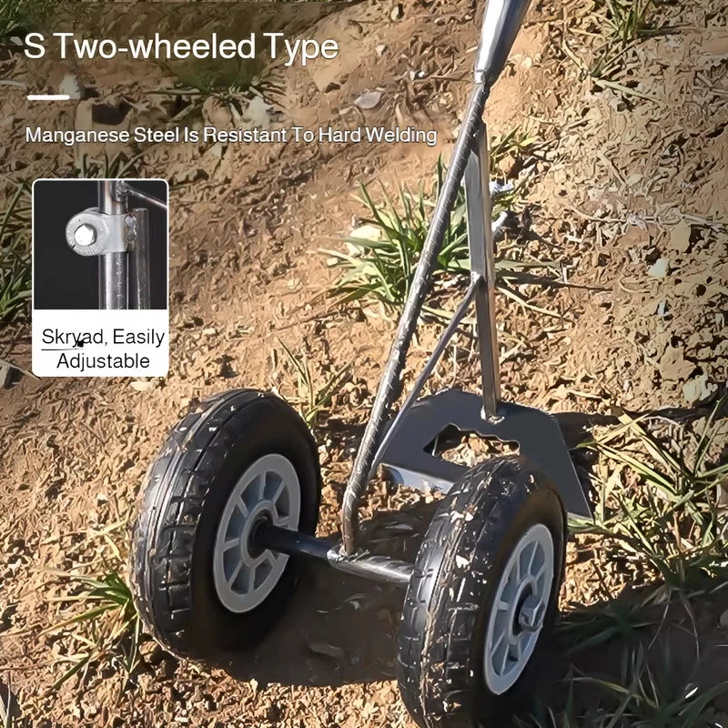 Hollow Hoe Push Garden Hoe Hand-Pushed Wheeled Weeder for Soil Cultivating Trenching and Weeding