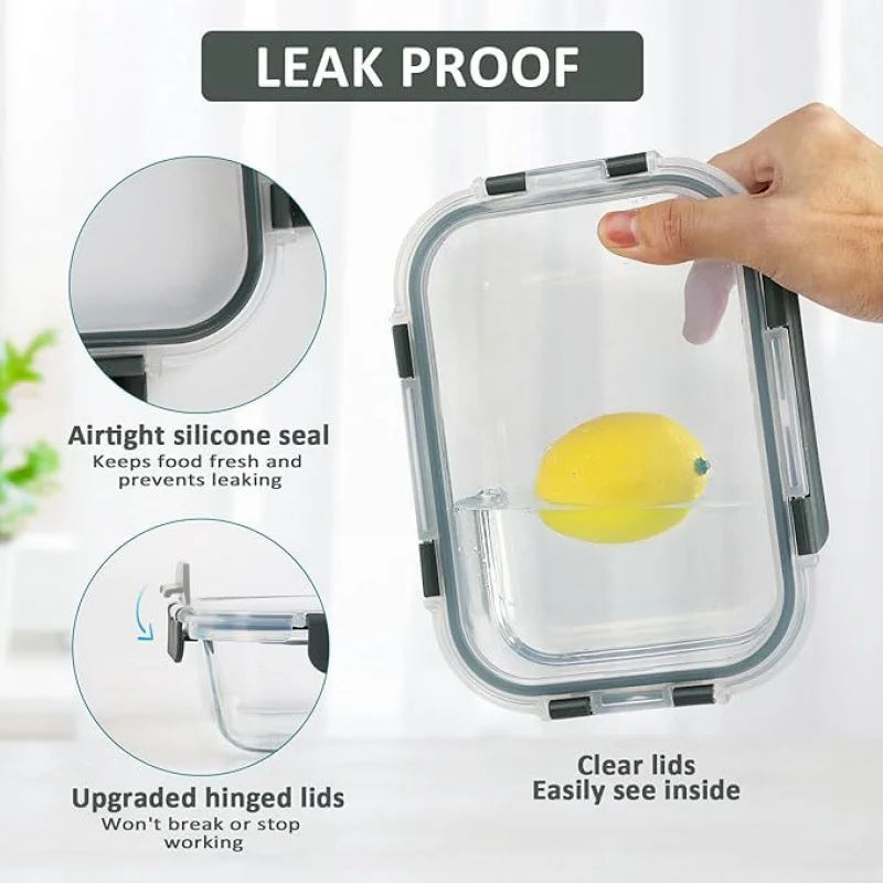 1040ml Rectangular Glass Food Storage Container with Lid Microwave Freezer Dishwasher Friendly
