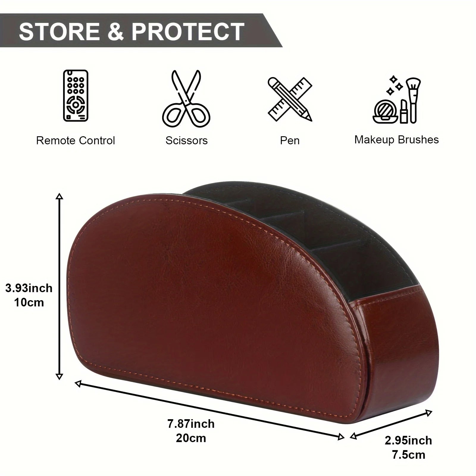 Brown Remote Control Holder 5 Compartments Desktop Organizer Storage Box