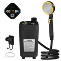 Portable Black Camping Shower Pump with Intelligent Digital Display 6000mAh Rechargeable Outdoor Shower Kit for RV