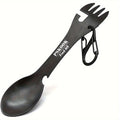 Stainless Steel 5 in 1 Black Camping Spork with Bottle and Can Opener Outdoor Tableware