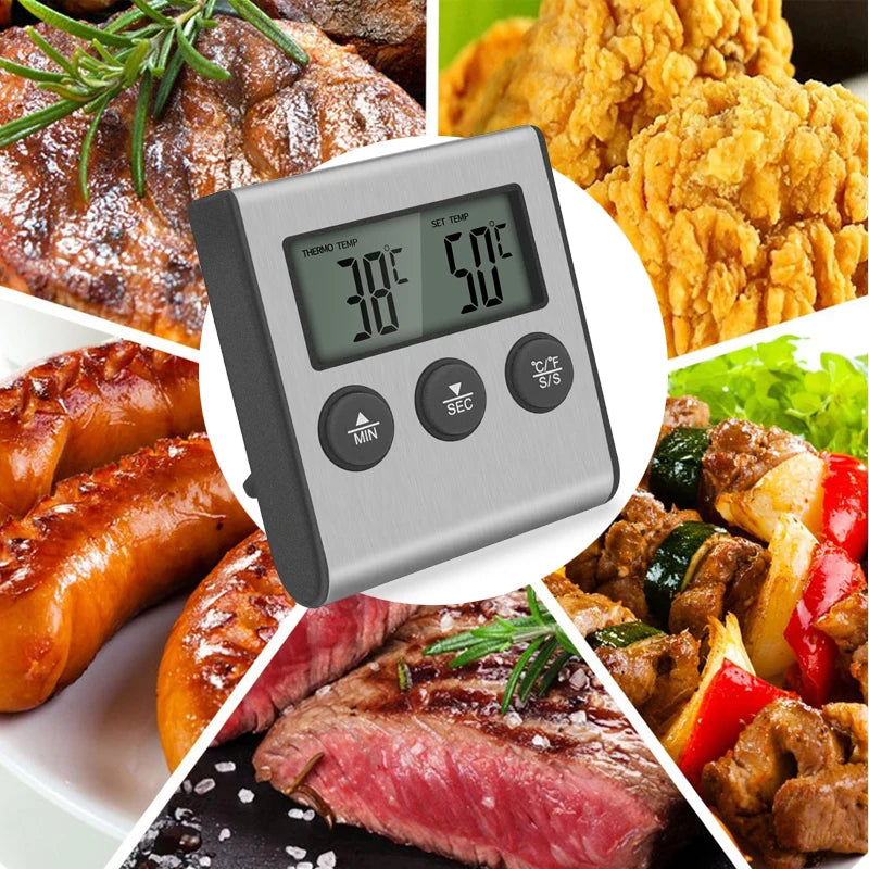 Digital Kitchen Thermometer with Stainless Steel Probe for BBQ Grill Oven Meat Cooking