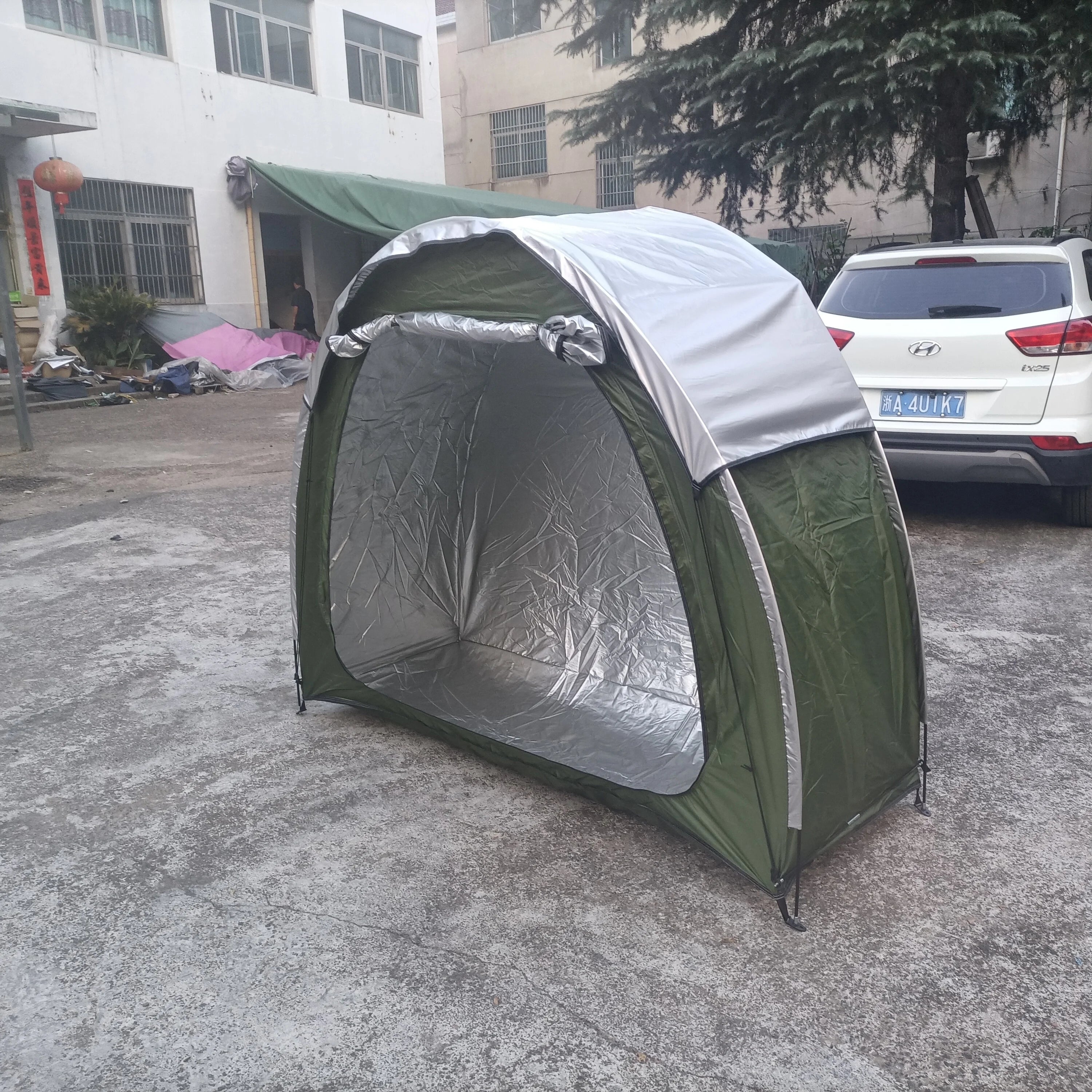 Waterproof Bicycle Storage Tent Army Green with Rainfly Portable Outdoor Shelter for 2 to 3 Bikes Garden Equipment
