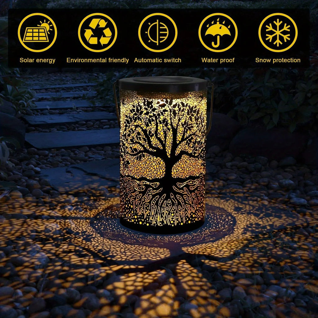Solar Hanging Lantern Waterproof Metal LED Decorative Light Warm White for Garden Patio and Yard