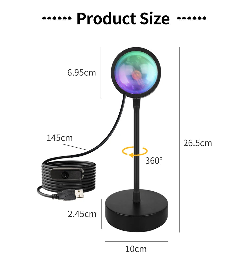 Smart RGB Sunset Projection Lamp with App Control Remote and USB Powered Mood Lighting