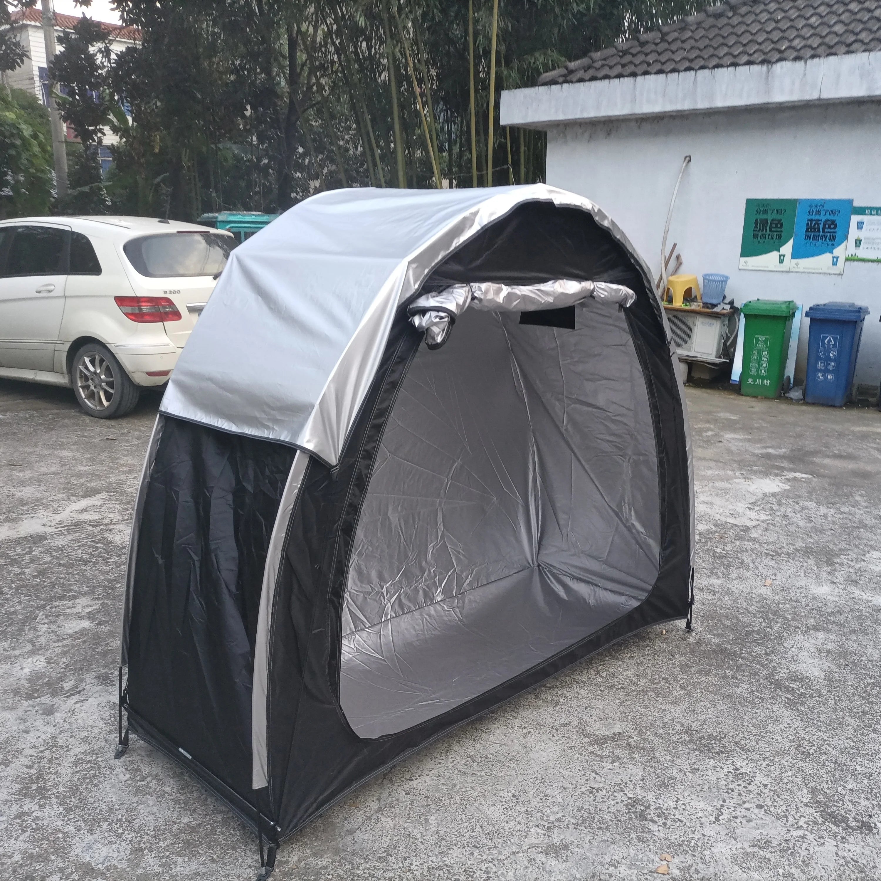 Waterproof Bicycle Storage Tent Black with Rainfly Portable Outdoor Shelter for 2 to 3 Bikes Garden Equipment