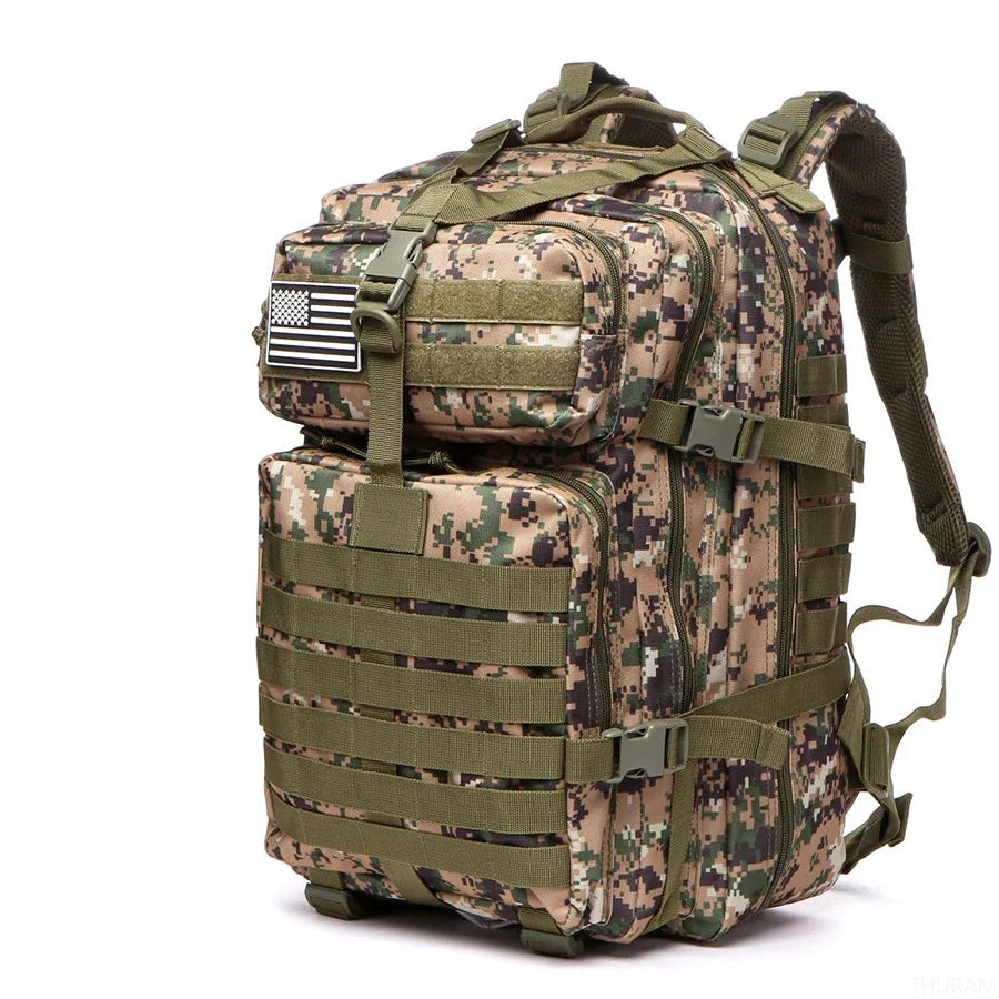 50L Green Camouflage Waterproof Tactical Backpack with Molle Webbing for Hiking Camping Trekking and Travel