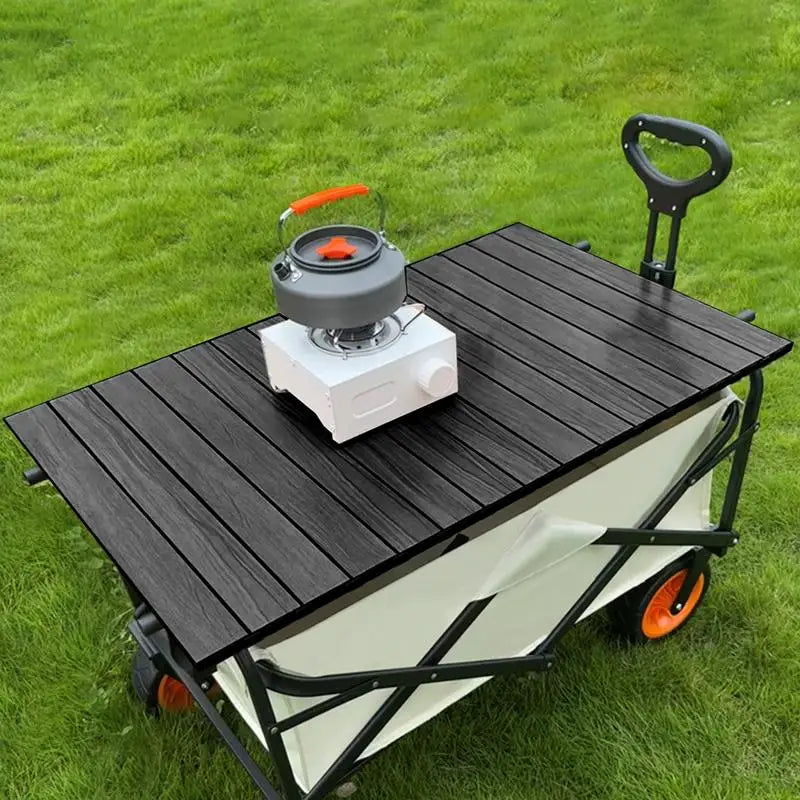 Portable Folding Camping Trolley Table Top Black Wagon Cover Board for Picnic Beach Garden and Camping