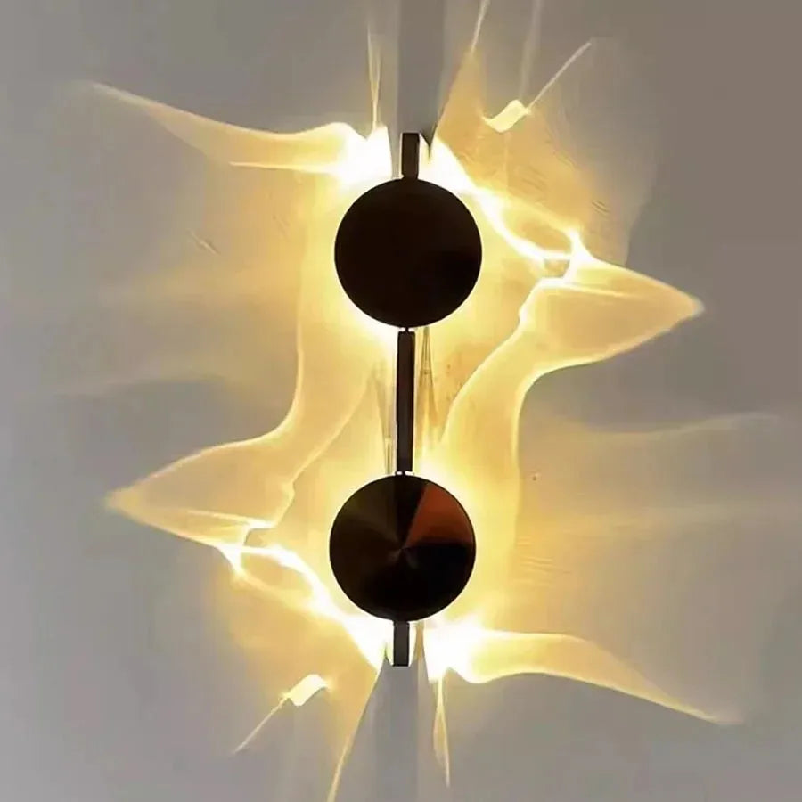 38CM Two Round LED Wall Light Warm White Modern Creative Shadow Wall Sconce for Bedroom Hallway and Living Room