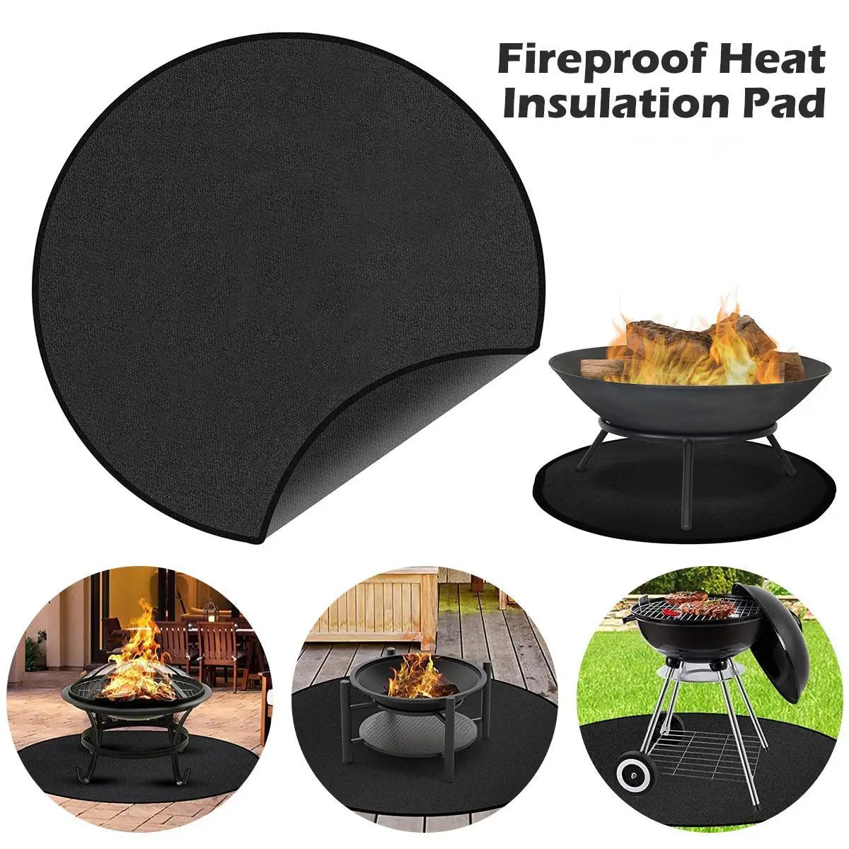 36 Inch Round Fireproof BBQ Mat Heat Resistant Stove Pad for Outdoor Use