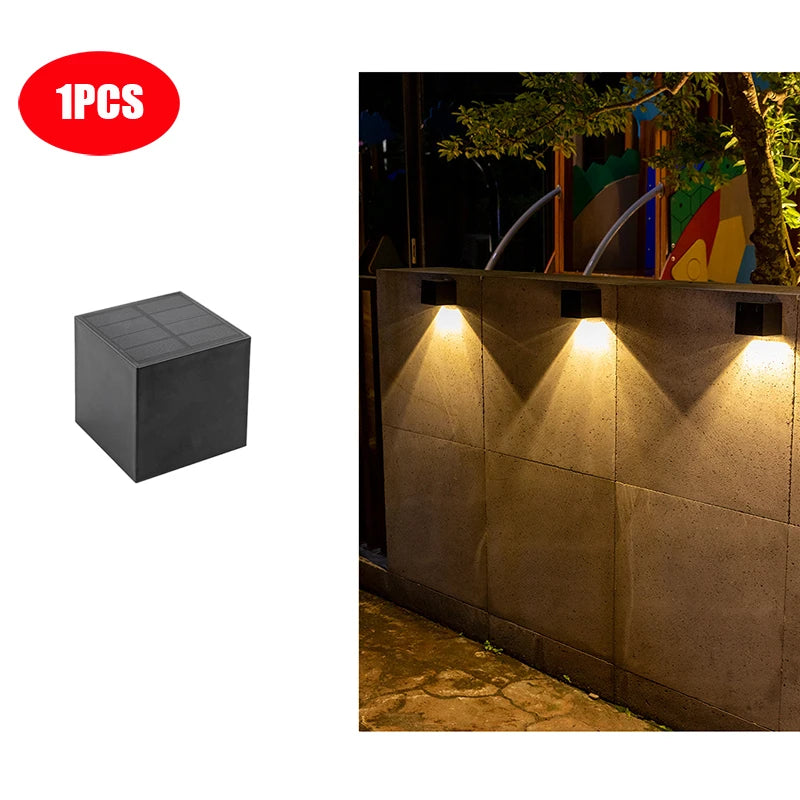 1 Piece Solar Powered LED Wall Light IP65 Waterproof Outdoor Garden Fence Lamp