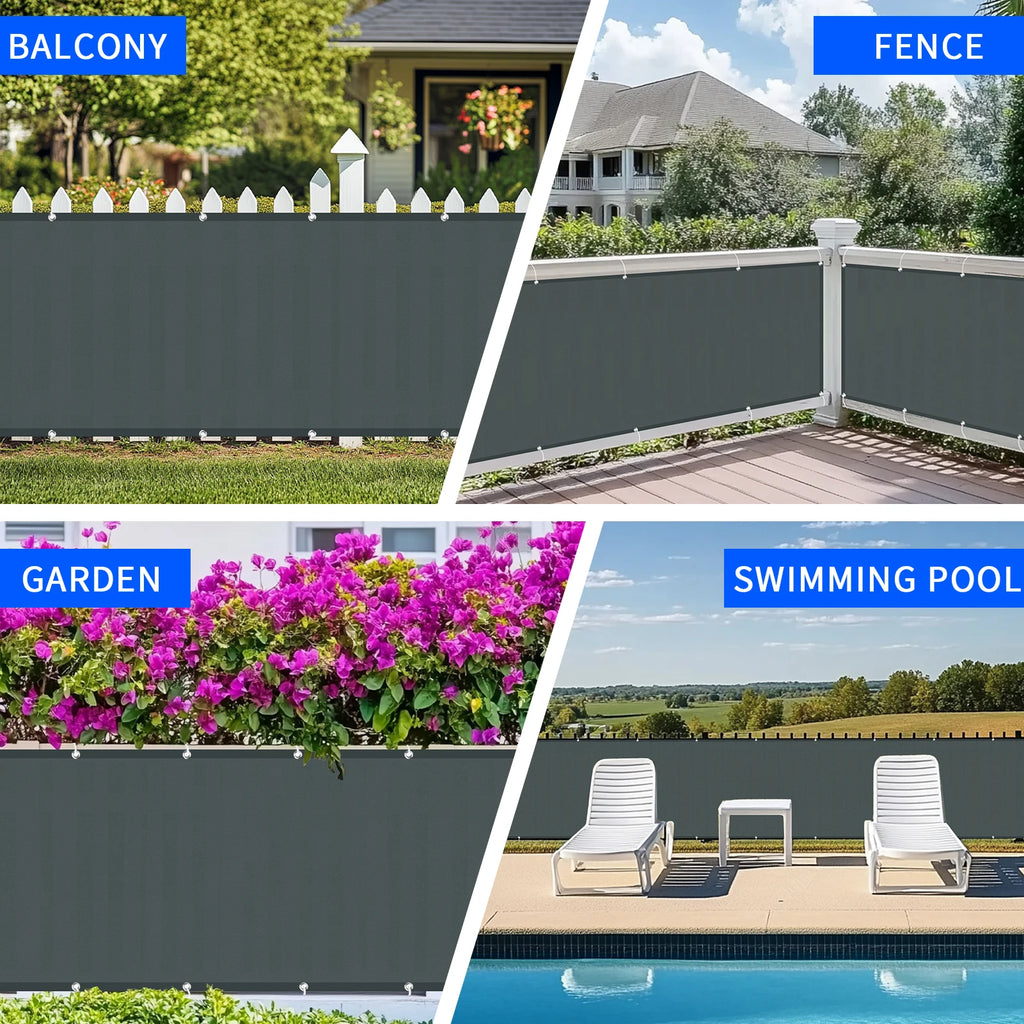Waterproof Balcony Privacy Screen Dark Gray 90 × 500 cm Fence Cover with 95% UV Protection for Patio Garden and Deck