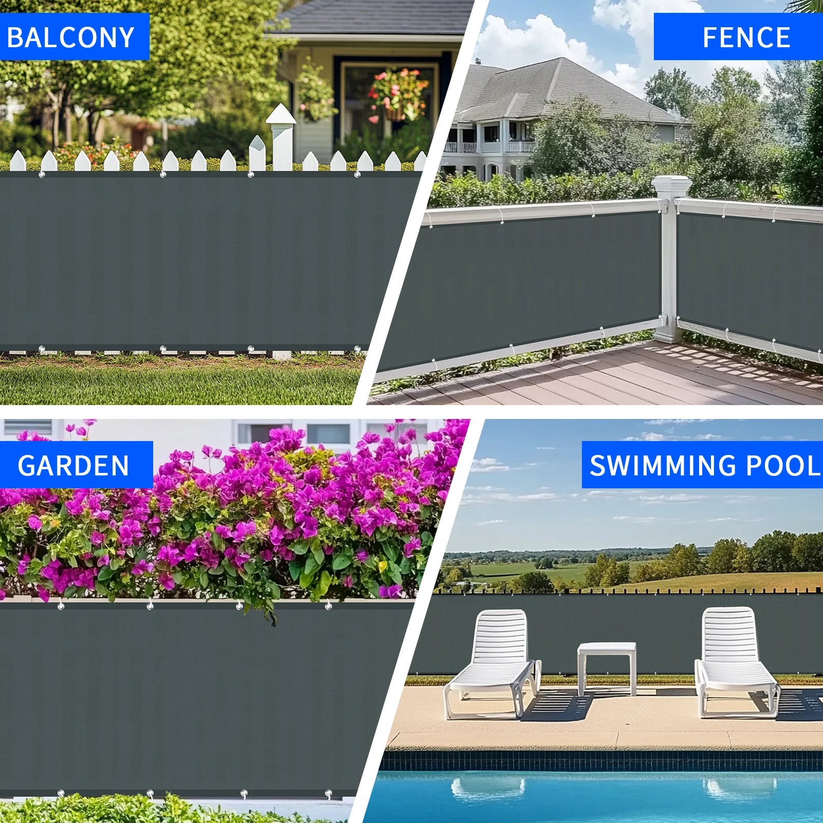 Waterproof Balcony Privacy Screen Dark Gray 90 × 500 cm Fence Cover with 95% UV Protection for Patio Garden and Deck