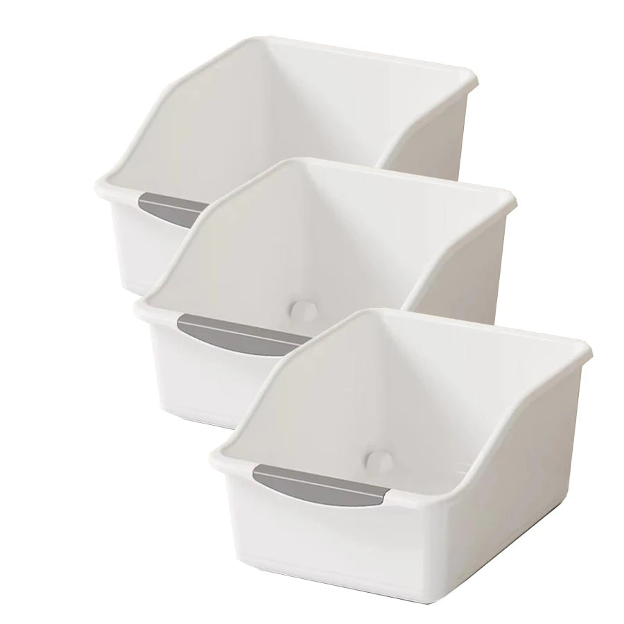 3 Piece Large Under Sink Organizer with Wheels Pull-Out Storage Bins White Kitchen Cabinet Organizer