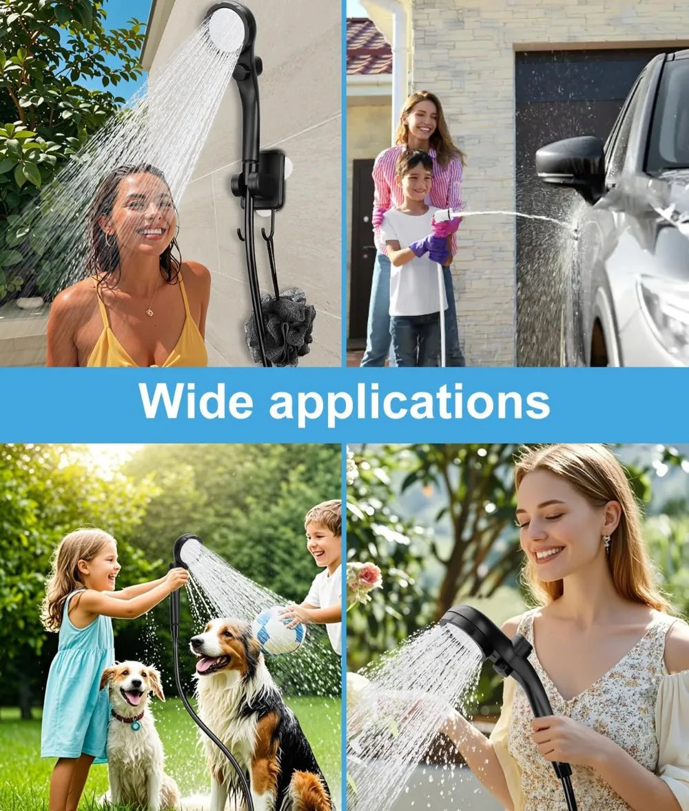 6000mAh Gray Portable Camping Shower Rechargeable Outdoor Shower Kit with 20L Foldable Bucket and Pump