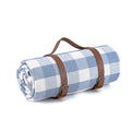 150x200cm Foldable Blue Plaid Picnic Blanket Waterproof Outdoor Mat with Leather Handle for Beach Camping Travel
