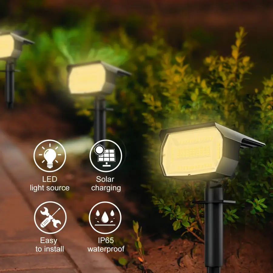 72LED Warm Light Solar Powered Garden Pathway Light Waterproof Outdoor Landscape Lamp