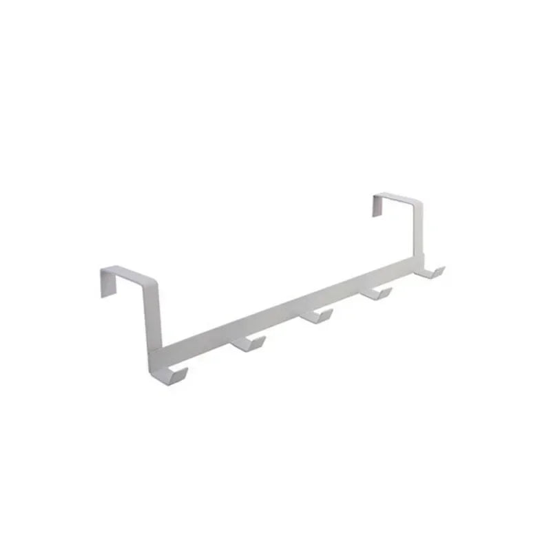 5 Hook Over Door Hanger Clothes Bag Storage Rack No Drill Iron White