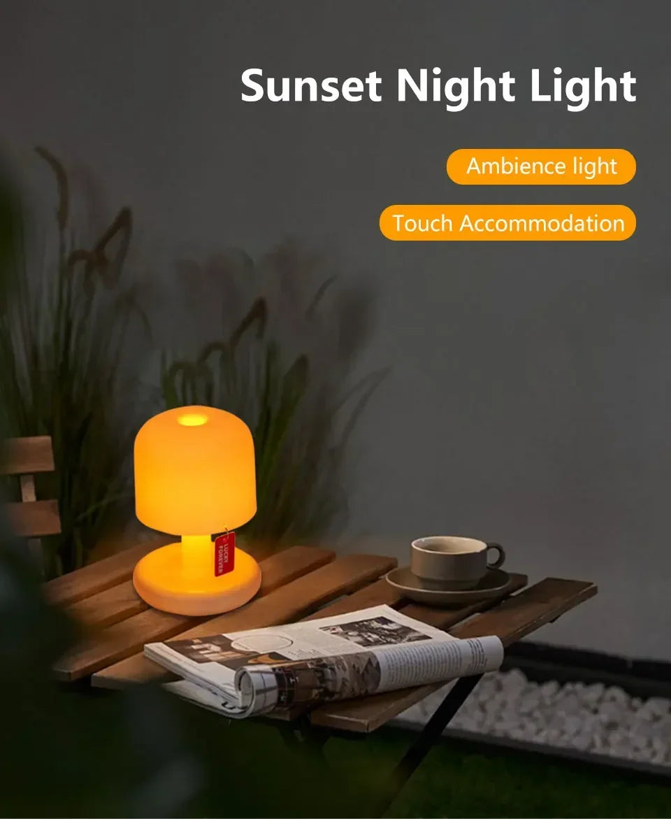 Rechargeable Sunset Night Light Warm White Table Lamp with Touch Control for Bedroom and Desk