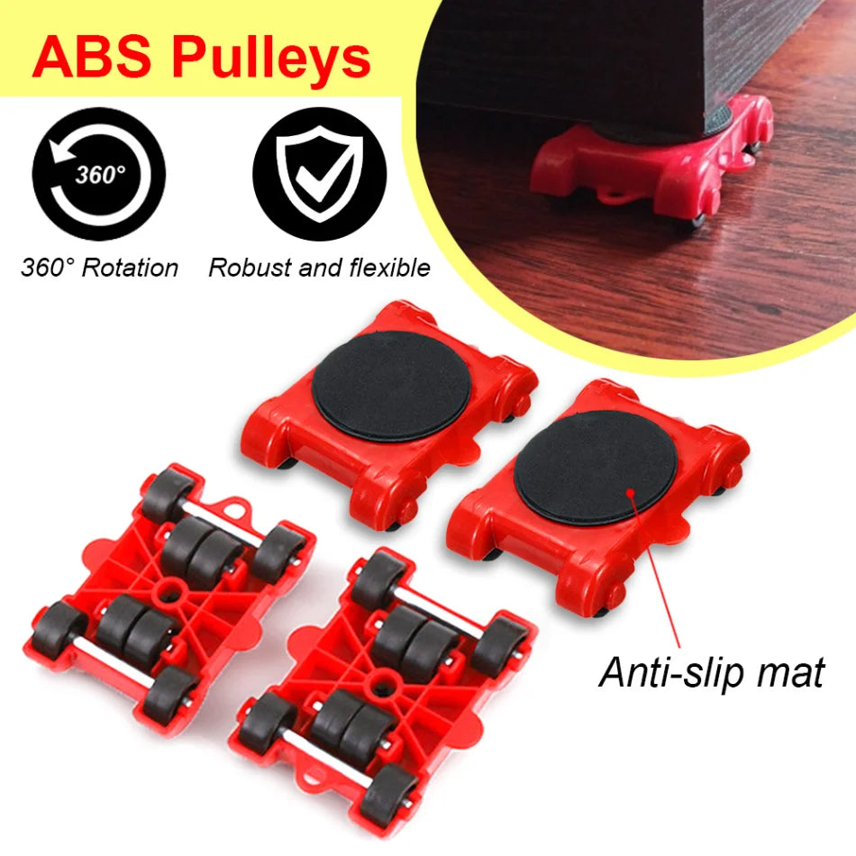 Heavy Duty Furniture Mover Set with Lifter Tool and Roller Pads for Moving Heavy Appliances