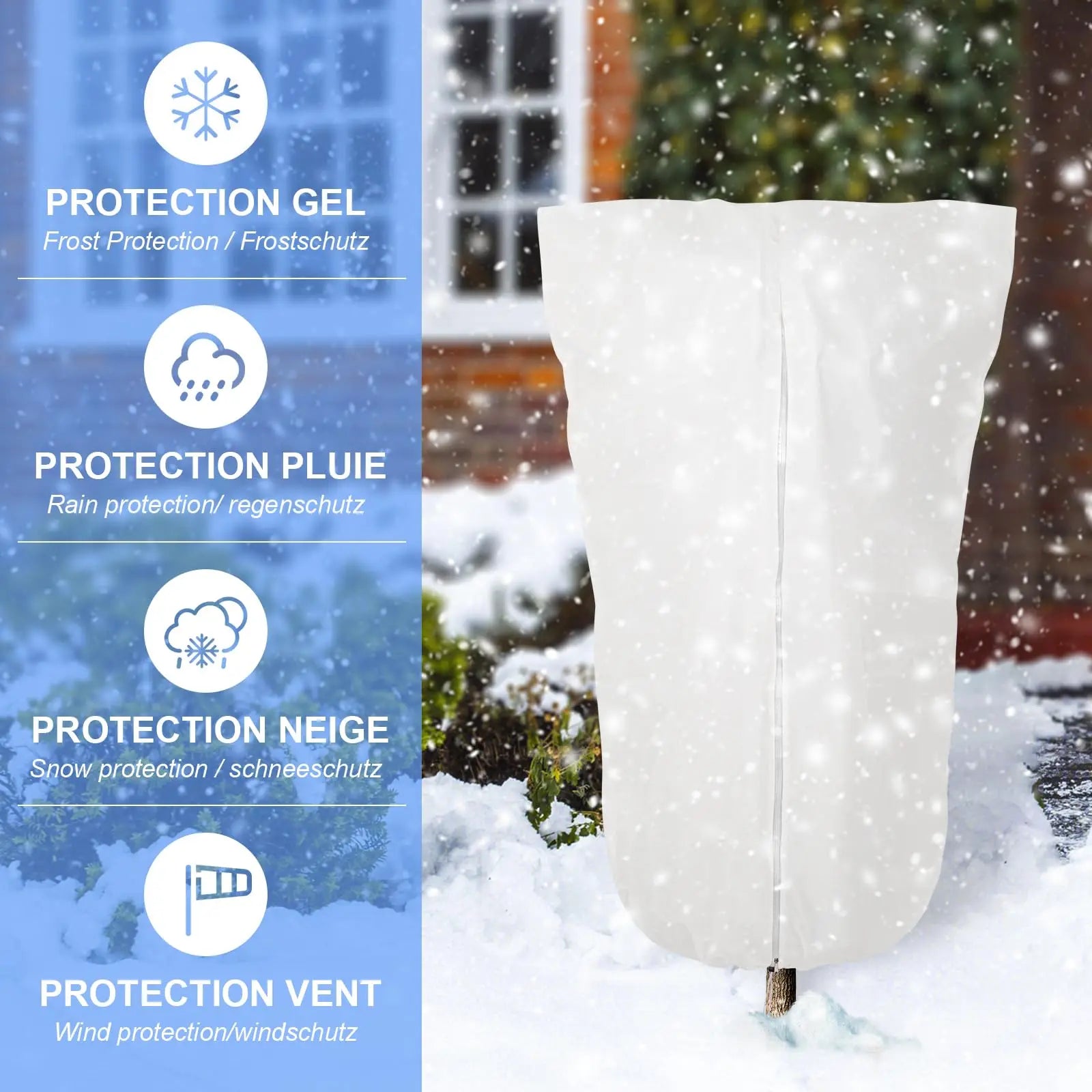 Plant Frost Protection Cover White 80 × 120 cm Non-Woven Plant Cover with Drawstring for Trees and Shrubs
