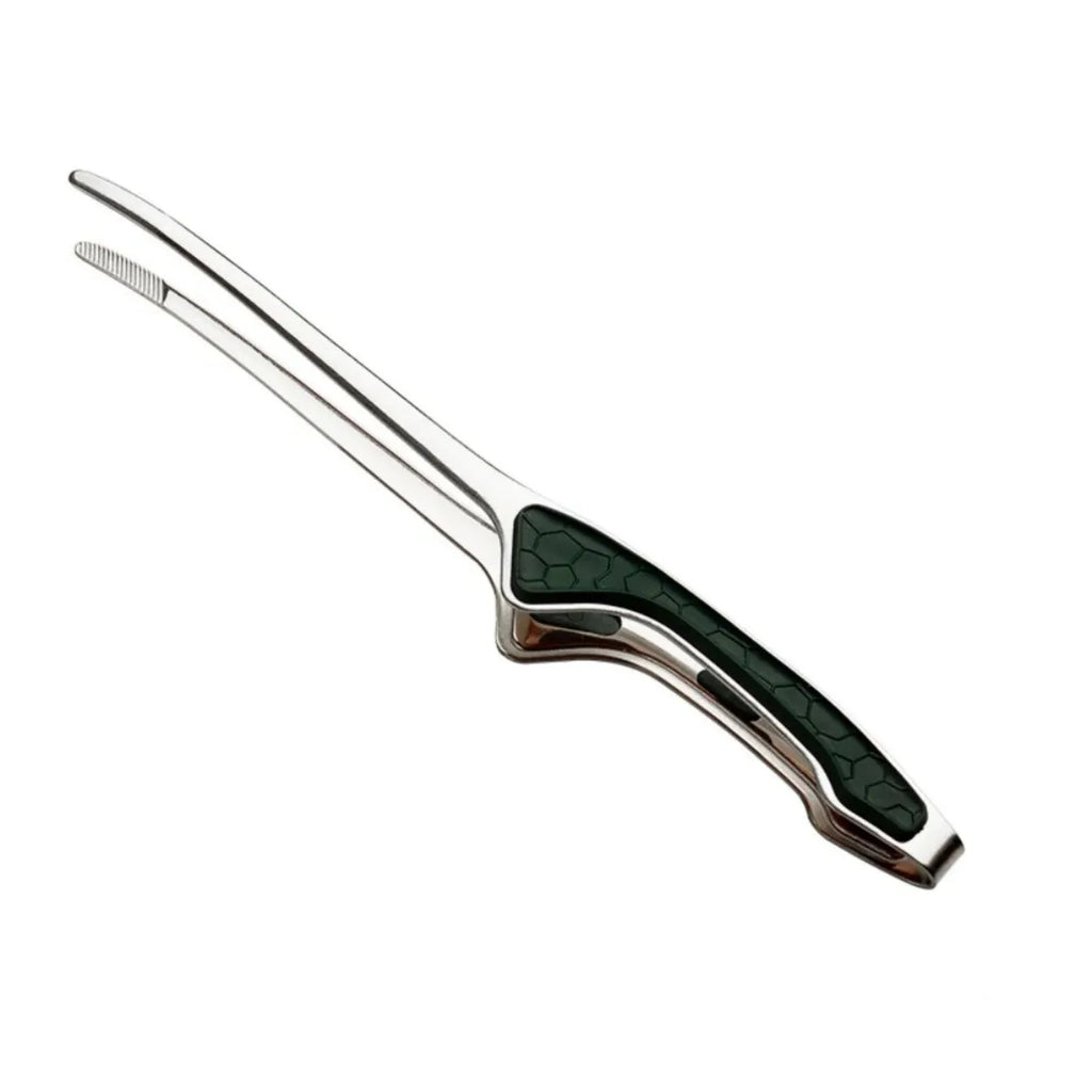 Green Silver Stainless Steel BBQ Tongs Non-Slip Cooking Food Clip