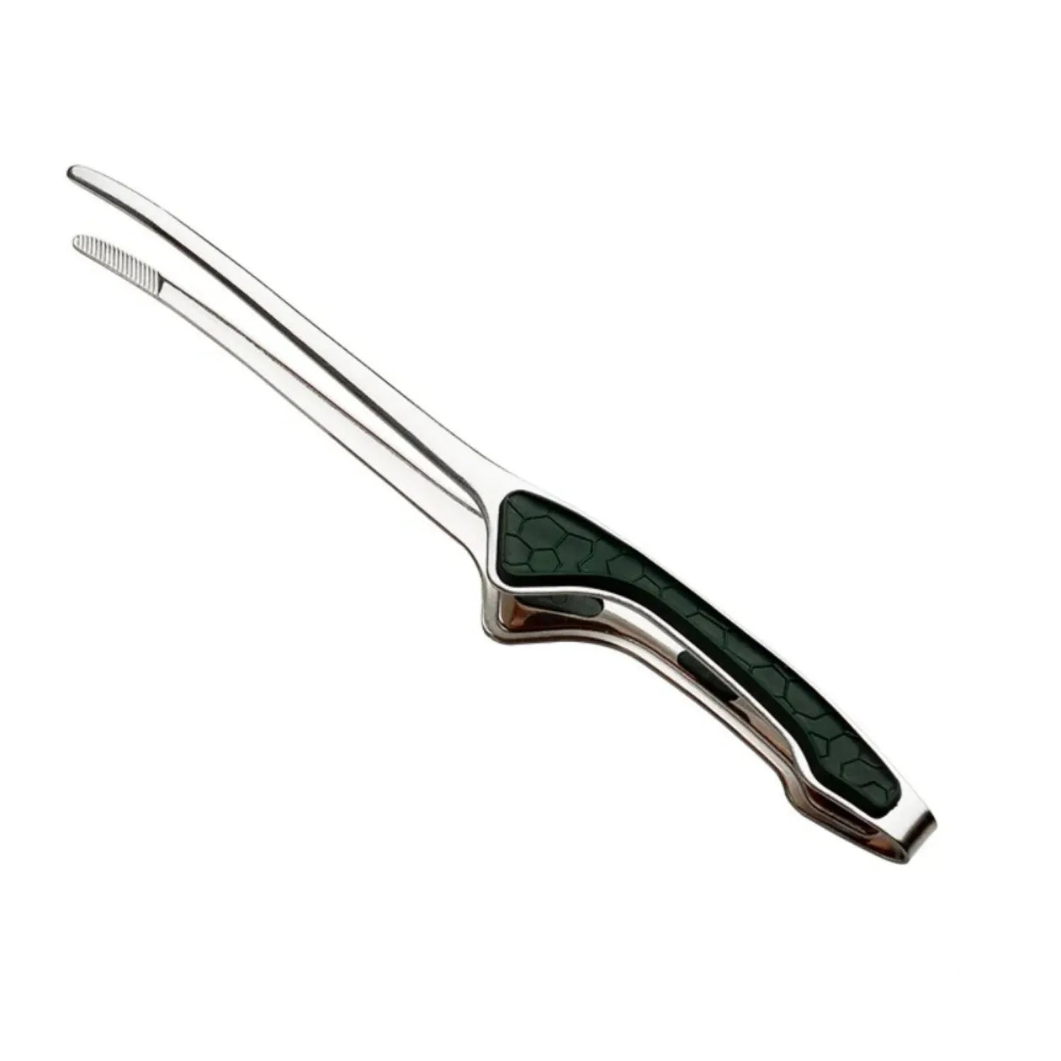 Green Silver Stainless Steel BBQ Tongs Non-Slip Cooking Food Clip