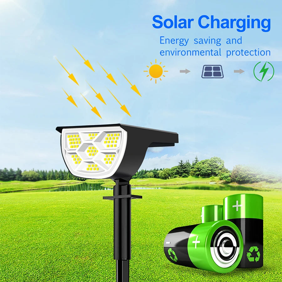 68LED Warm Light Solar Powered Garden Pathway Light Waterproof Outdoor Landscape Lamp