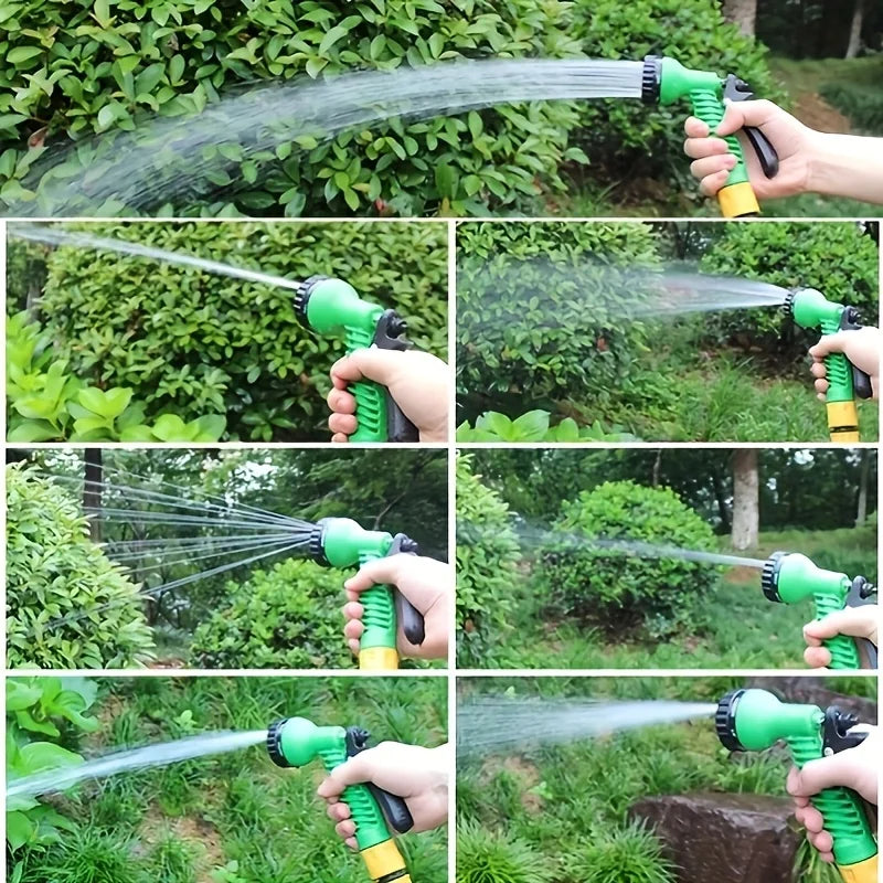 7.5m Garden Hose with 7 Function Spray Nozzle Flexible Coil Water Hose for Garden Watering and Car Washing