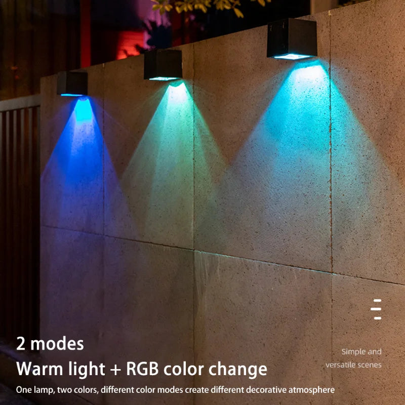 1 Piece Solar Powered LED Wall Light IP65 Waterproof Outdoor Garden Fence Lamp