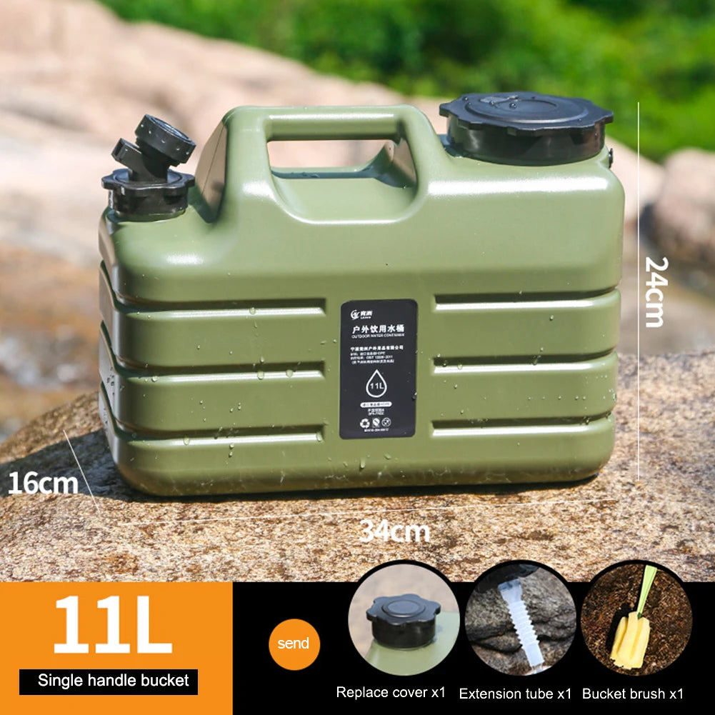 11L Portable Single Handle Water Storage Container with Wide Opening for Camping Travel and Outdoor Use