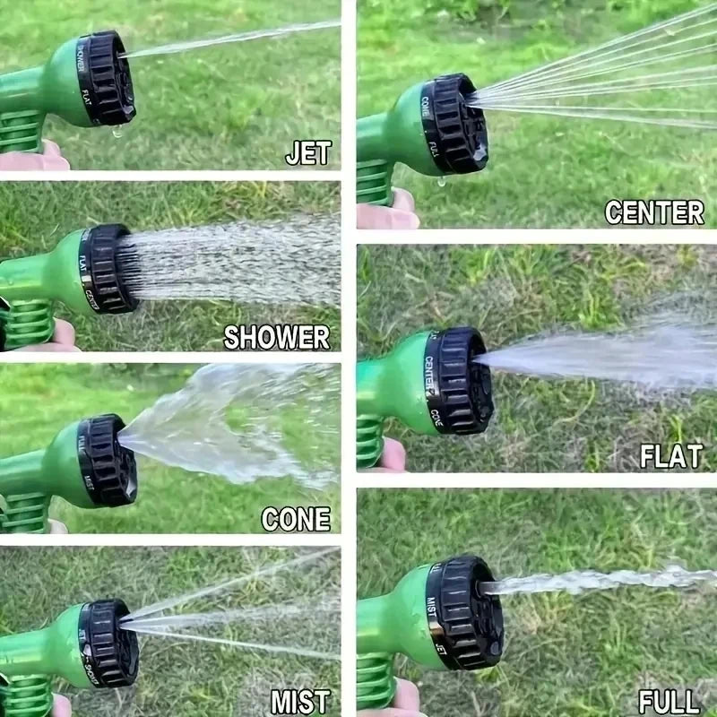 175FT Expandable Magic Garden Hose Green High Pressure Water Hose with 7 Spray Functions and Spray Gun